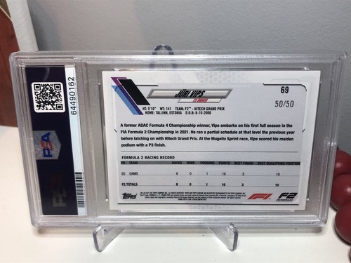 2021 Topps Chrome Formula 1 Juri Vips F2 Future Stars Gold Checker Flag 50/50 - Picture 2 of 2
