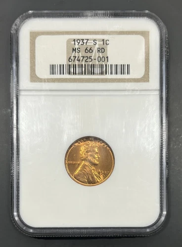 1937-S NGC MS66RD Lincoln Wheat Cent 1c - Lustrous