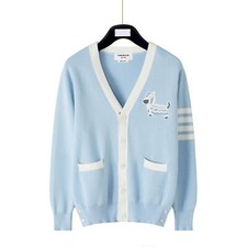Thom Browne Men/Women's New Spring Knitted V-Neck Casual Loose Cardigan