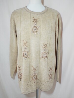 Fay Louise Jumper Size Plus Gold Long Sleeve Round Neck