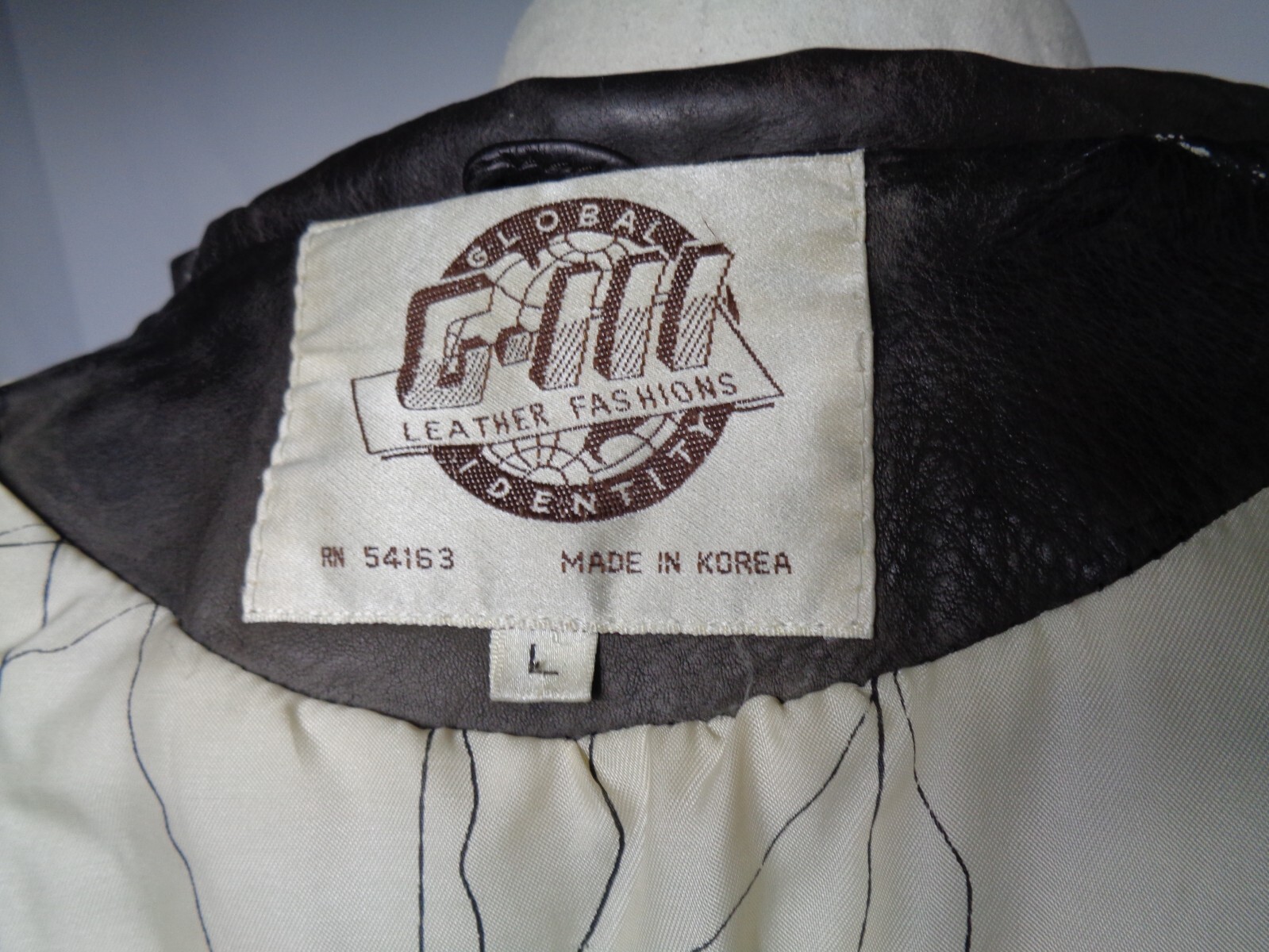 Mens Decorated Leather Jacket Global Identity Brown Airforce Bomber Sz Large VTG image 10