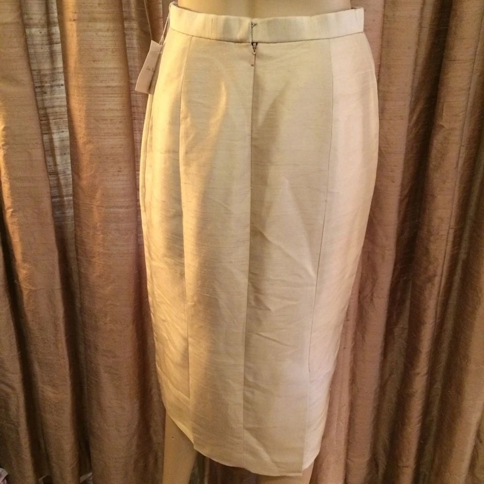 Worth Женская Кремовая Сырая Шелковая Прямая/Юбка-карандаш с Двойными Задними Вентиляционными Вентиляциями-Размер 6 - Изображение 2 из 4