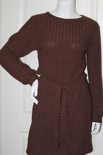 Fraiche by J Ribbed Tie Front Long Sleeve Mini Sweater Dress   Sz M  *1083   