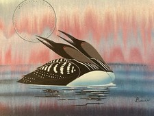 Très Belle Estampe Gravure Signé Crayon 1990 Rick BEAVER Oiseau Canada Natif Art