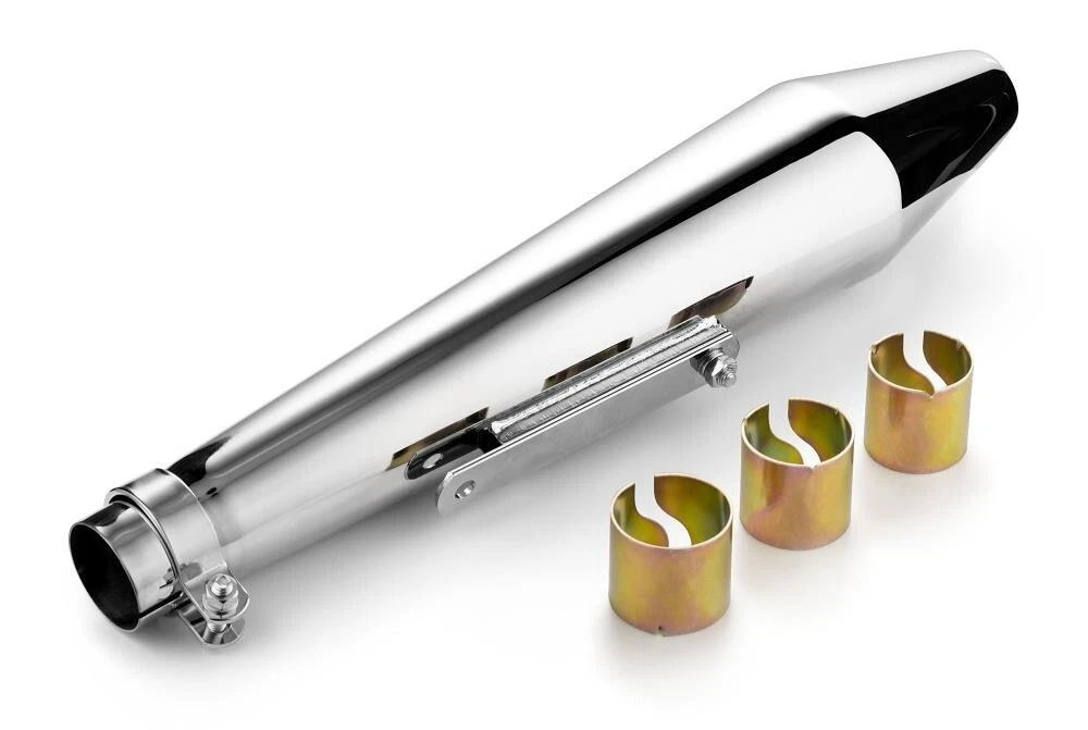 50cm Long Chrome Motorcycle Cafe Racer Exhaust Tail Pipe Muffler LS 65 943