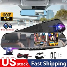 1080P HD Rearview Mirror Car DVR Dual Dash Cam Camera Front Rear Video Recorder