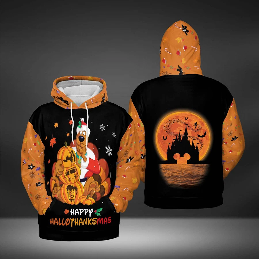 Scooby Doo Happy Hallothanksmas Halloween Thanksgiving Hoodie 3D Printed