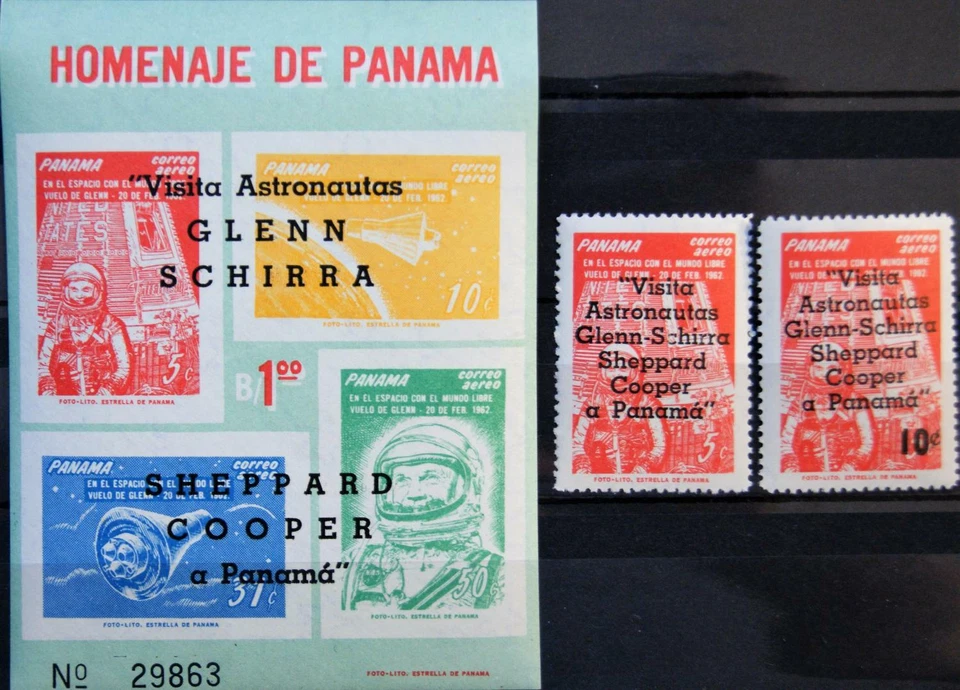 PANAMA 1963 656-57 Block 13 Besuch Astronauten Glenn Shirra Shepard Cooper MNH - Bild 1 von 1