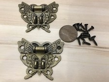 2x Butterfly Antique Bronze Hasp Latch Wooden Box Mini Cabinet Buckle Locks