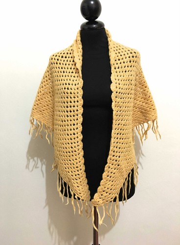 Cult Vintage '70 Shawl Stole Woman Hand Made - Picture 2 of 2