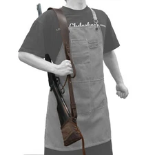 Hunting Leather Gun Sling, Canvas Rifle Buttstock Cover with Swivels Set