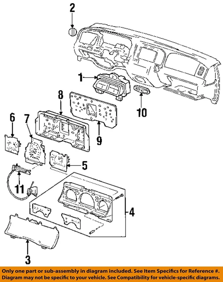 Ford Crown Victoria 1998 2000 fabricante de equipos originales velocímetro de vidrio plexi roto F8AF-10C956-AA Foto 3 de 4