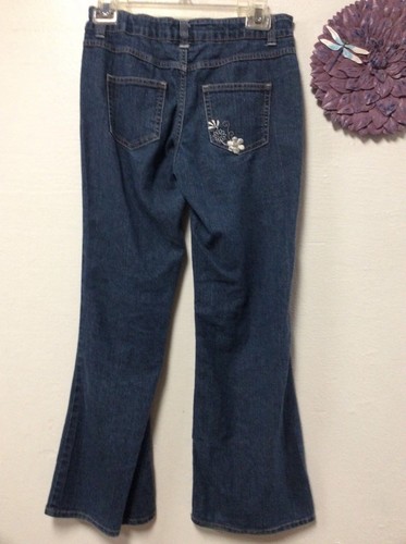 Faded Glory Girls Jeans Size 12 Blue Floral Stars Bling Elastic at Waist 169 - Picture 5 of 7