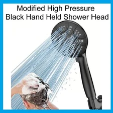 Black Modified High Pressure Shower Head 10.5gpm 6 Settings Hand Held