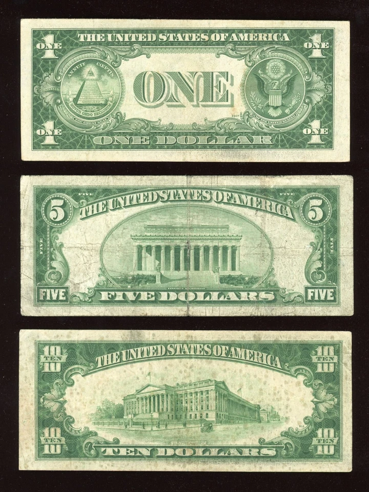 Set of 1934 $1 $5 $10 Yellow Seal North African Emergency Notes - Image 2 of 2