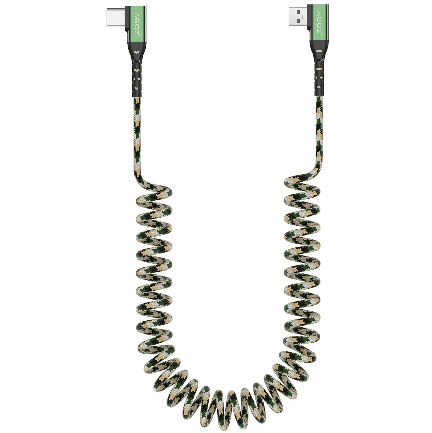 Right Angle CAMO USB C Fast Charger Cable for Motorola Edge, Moto G Stylus Power