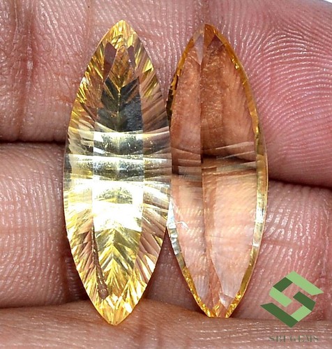 28x10 mm Natural Citrine Fancy Marquise Cut Pair 22.58 CTS Faceted Loose Gems - Picture 4 of 8
