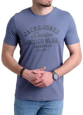 Jack & Jones Herren T-Shirt Logo Print Slim Shirt kurzarm Rundhals Baumwolle
