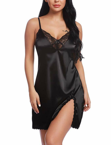 Womens Sexy Lingerie Satin Dress Slip Chemise Nightdress Negligee Sleepwear Robe - Picture 8 of 28