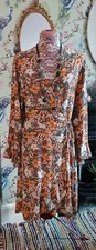 Vintage style brown lemon white floral midi wrap dress size 20 (2XL) Shein Curve