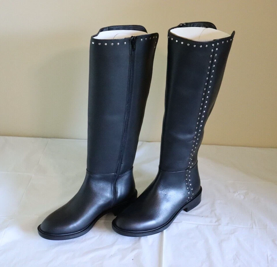 Botas altas de cuero con tachuelas Steven Natural Comfort Zoe para mujer, talla 6 M Foto 4 de 4
