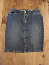 Vtg Y2K Old Navy Womens 4 Denim Skirt Blue Medium Wash Knee Length Stretch Zip