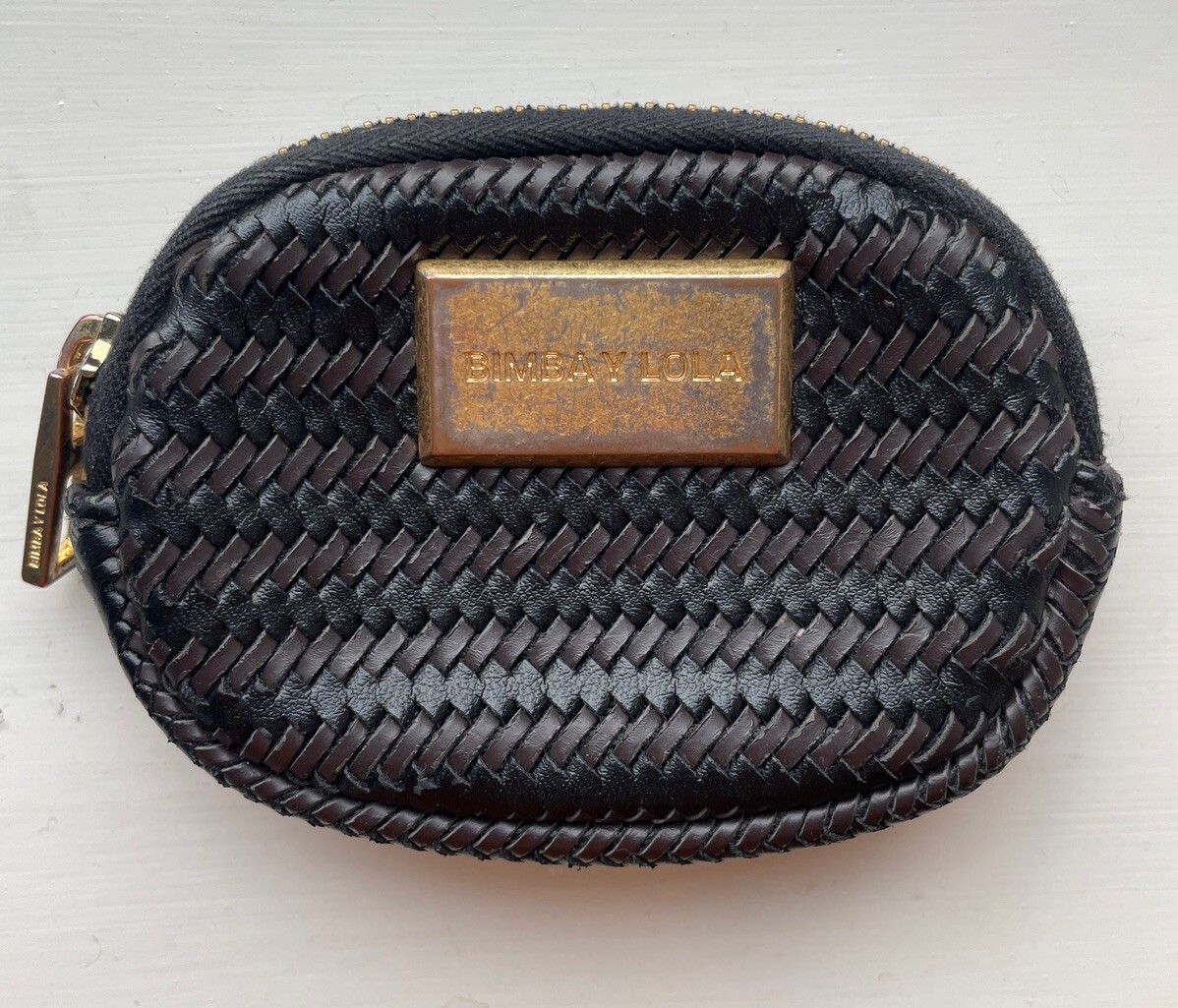 Bimba y Lola Oval Coin Purse Wallet Dark Brown Gold UK
