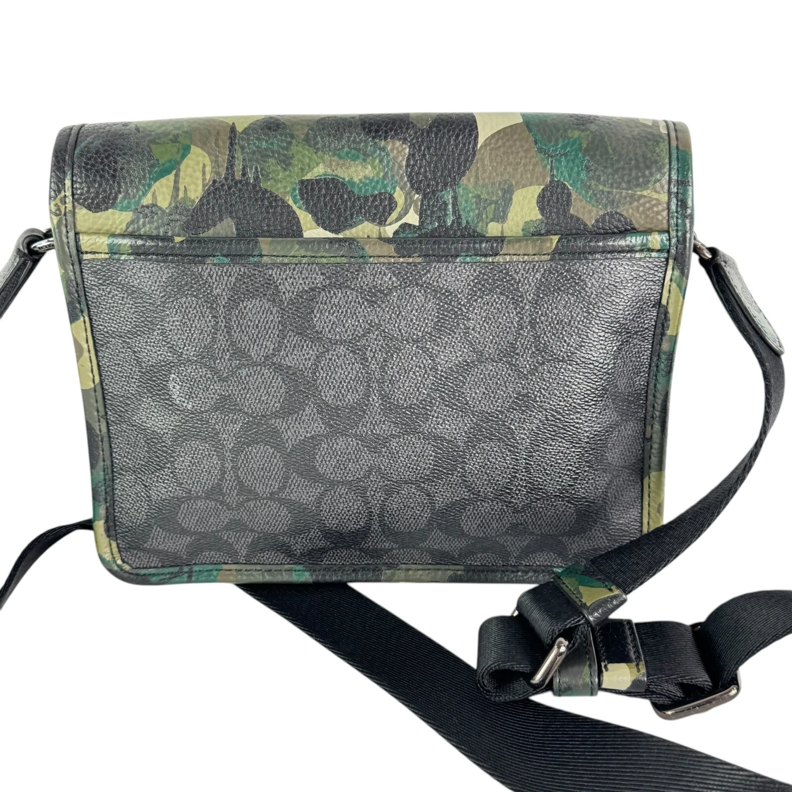 Tracolla ibrida Coach League in Cavas rivestita firmata con stampa mimetica