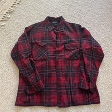 Vintage 1960s Pendleton Board Shirt Red Shadow Plaid Size L