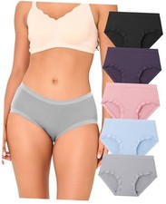 Women's Underwear Mid Waisted Brief Ladies Panties XX-Large Multicolor-5pack-e