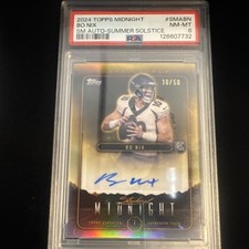 Topps Midnight Stroke of Midnight Bo Nix Rookie Auto JERSEY MATCH 10/50 PSA 8