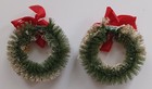 2 Vintage 4" Flocked Bottle Brush Wreaths Mercury Bulbs Mini Christmas Ornaments — photo 4