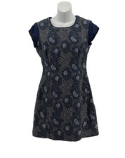 Nicole Miller Mary Kay Blue Floral Textured Sheath Dress Women Size 6