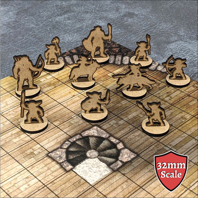 Goblin Camp Dungeons and Dragons 32mm Scale Wooden Standee 10 Pack