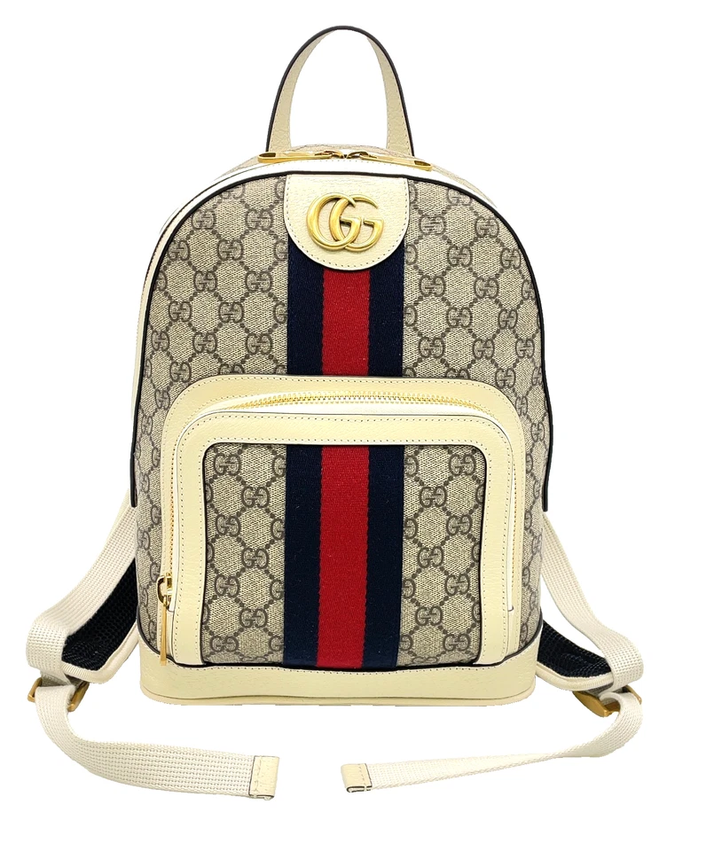 Auténtica mochila Gucci Ophidia GG Supreme Sherry Line PVC gris x blanca con D SK040066 Foto 2 de 4
