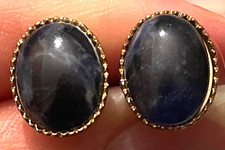 SODALITE CABOCHON CUFFLINKS - Gold-Toned Setting