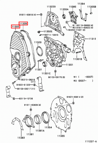 Genuine Hiace LH212 LH202 LH200 LH184 LH174 LH172 5L Timing Belt Cover w Gasket - Picture 12 of 20