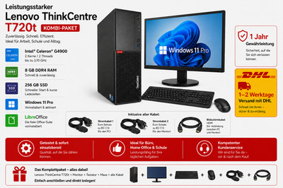 Komplettset Home Office ThinkCentre  Win11  Intel 8th 256GB SSD 8GB USB-C