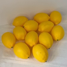 Lot of 12 Artificial Large LEMONS Realistic Life Sized Faux Fruit Kitchen DECOR