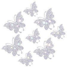 Frienda 8 Pcs Bling Butterfly Car Decals Women Crystal Rhinestone Ab Color