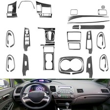 44PCS Carbon Fiber Full Interior Sticker Trim Set For Civic 8th Gen 2006-11