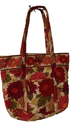 Vera Bradley Quilted Pink Fuchsia Floral LARGE Tote Bag Shoulder Purse Key Clip