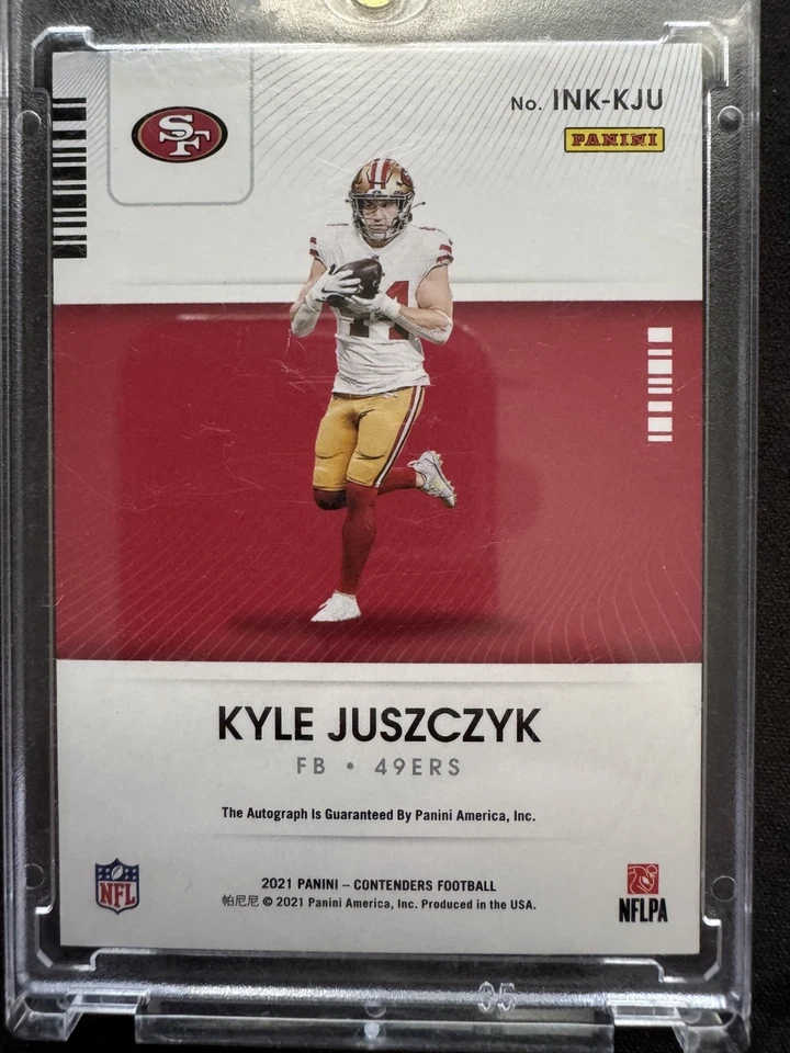 2021 Panini Contenders - NFL Ink Kyle Juszczyk #INK-KJU Gold /99 (AU) - Image 2 of 3
