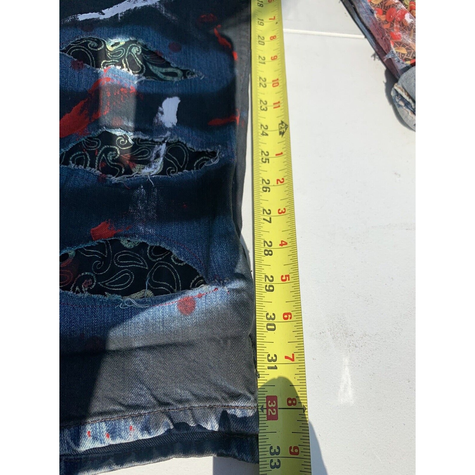 Harley Davidson Motorcycle Custom Patchwork Jeans… - image 12