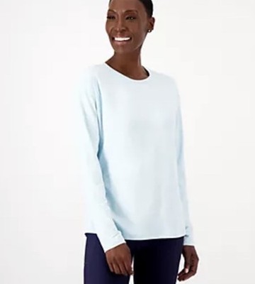 AB By Addison Bay Tie Back Long Sleeve Top Light Heather Blue Size Large