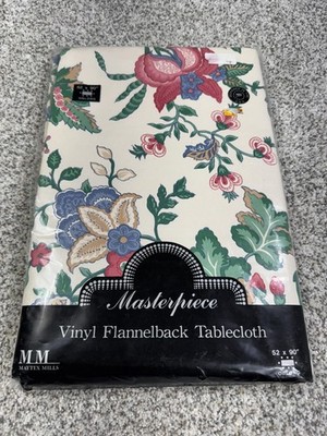 Vintage Maytex Masterpiece Vinyl Flannelback Tablecloth 52x90 Oblong Provence