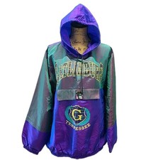 Vintage Wise Guy Iridescent Windbreaker Hooded Pullover USA Gatlinburg Y2K Retro