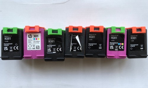7 X puste wkłady atramentowe do HP 301 czarne i kolorowe