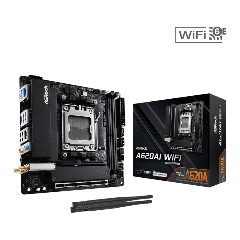 ASRock A620AI WIFI AMD AM5 Socket Motherboard, Mini-ITX, 2x DDR5 Slots