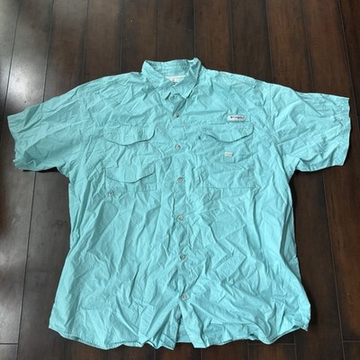Columbia PFG Button Down Shirt Short Sleeve Men s Sz 2xl Good Condition Blue